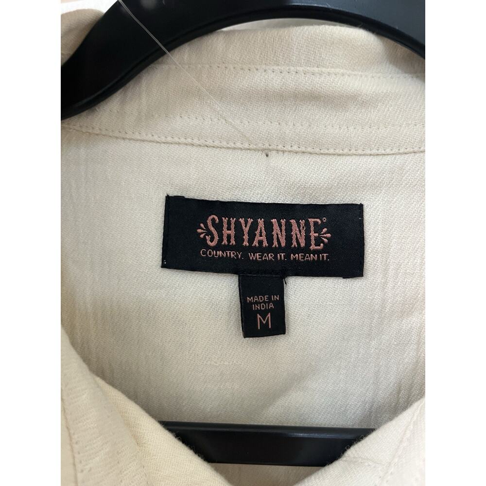 SHYANNE Women’s Pearl Snap Shirt Long Sleeve SIZE Medium Western cream blue NEW - Picture 6 of 8